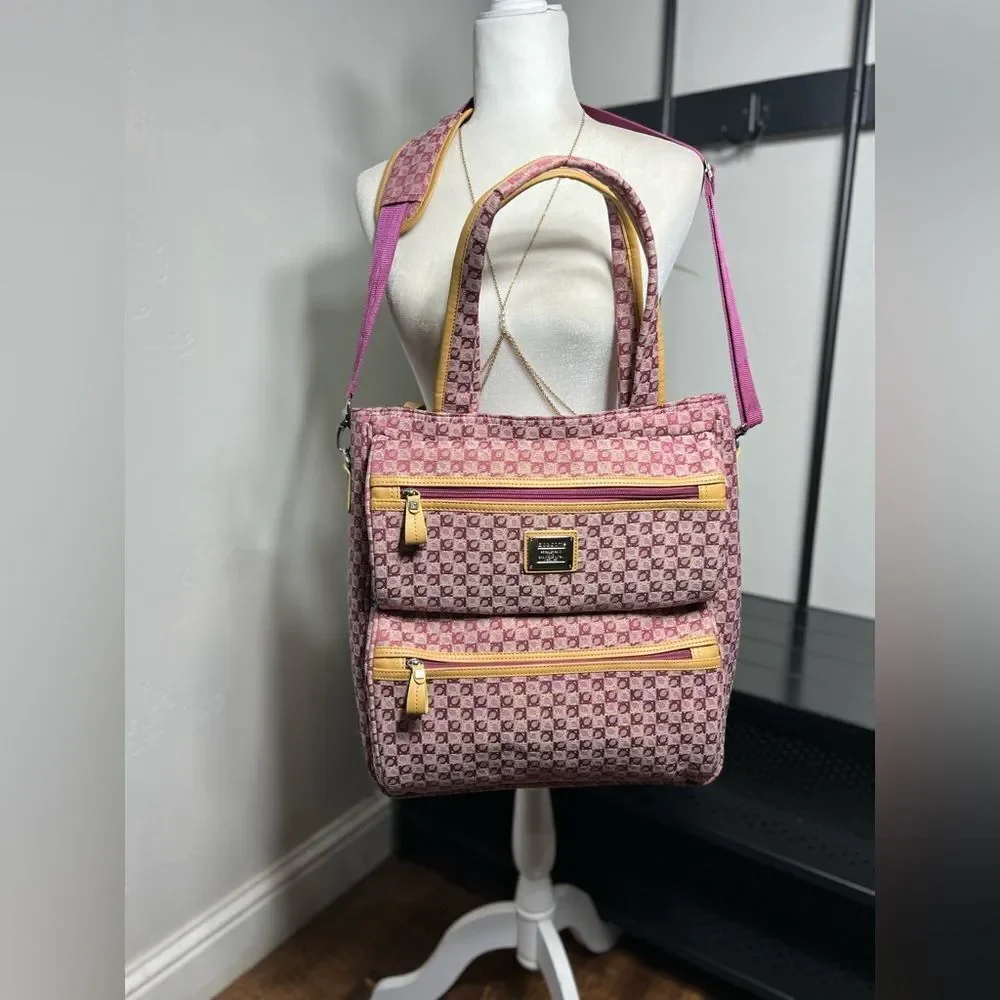 Liz Claiborne Randa luggage carry-on bag tote purple tan